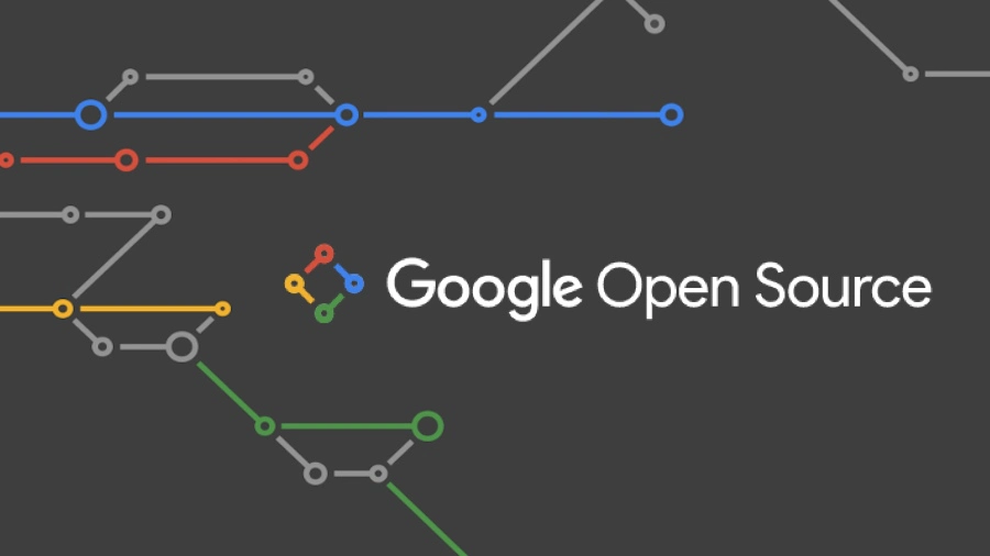 Google Open Source logo with Git or version control system branches illustrated in the background